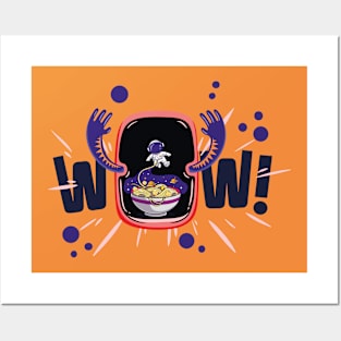 astronaut monster space ramen wow expression Posters and Art